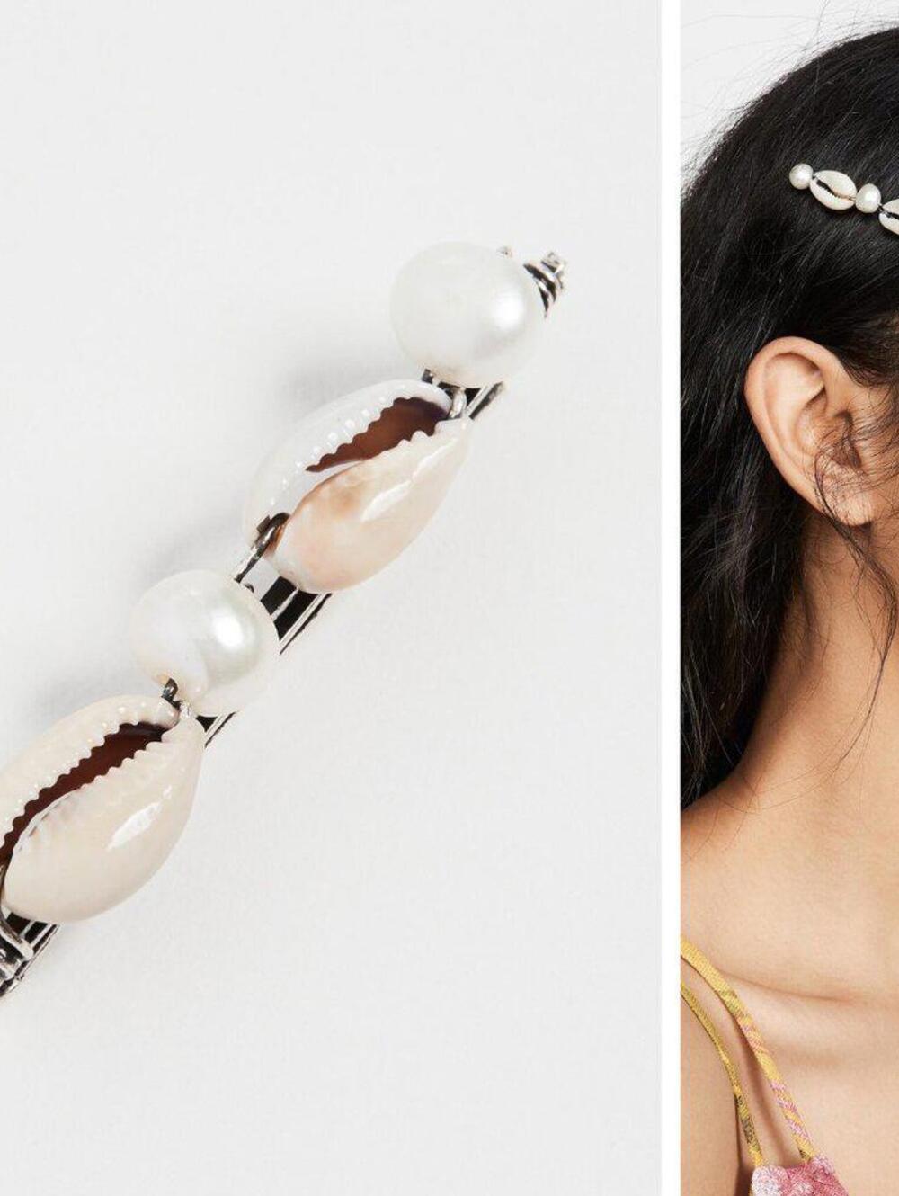 DANNIJO Candra Cowrie Shells Pearls Hair Clip